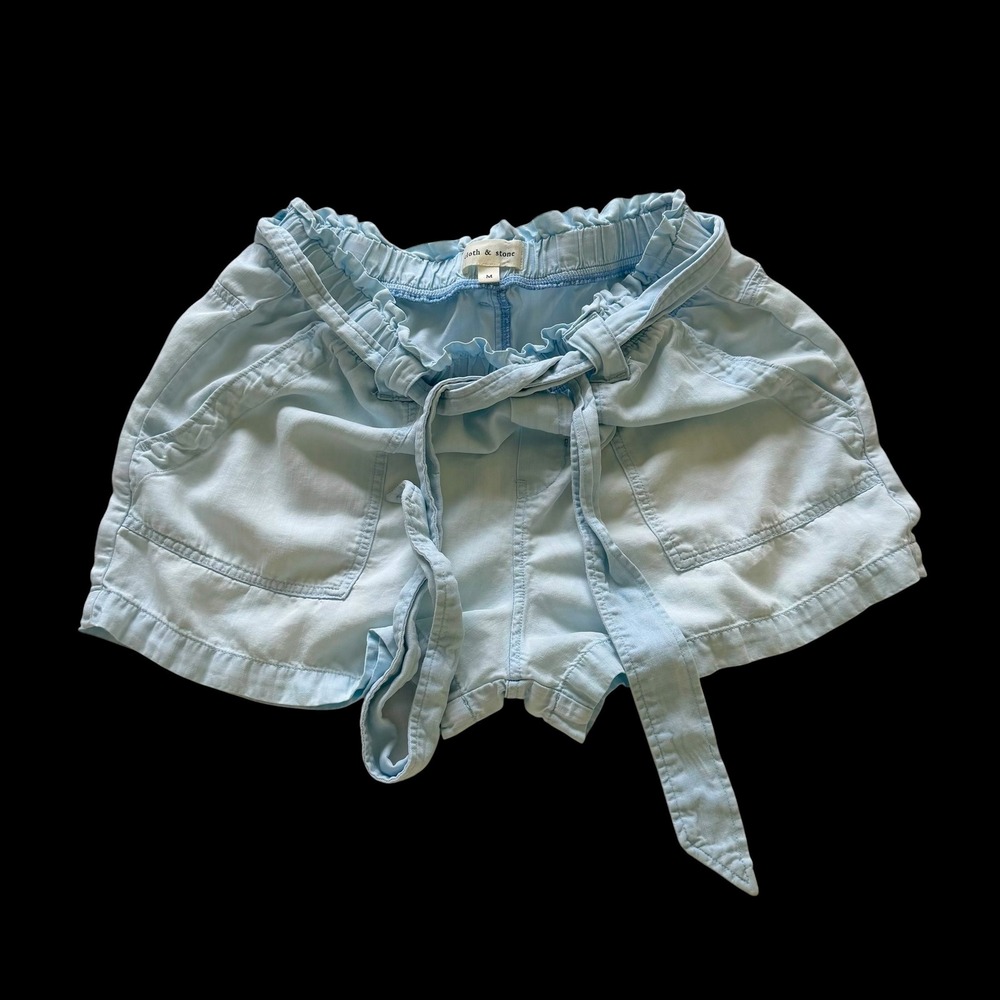 Cloth & Stone Light Blue Tencel Paperbag Waist Tie Shorts C3275-549-943 Womens M